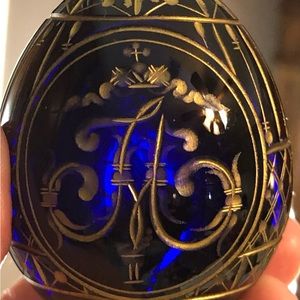 Alexander II Russian Faberge Cobalt Blue/Gold Embellished Egg